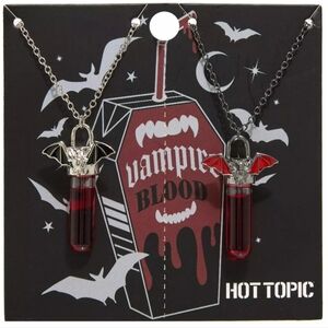 Bat Blood Vial Best Friend Necklace Set